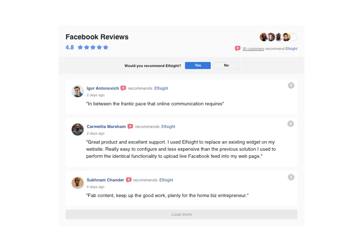 BigCommerce Facebook Reviews widget