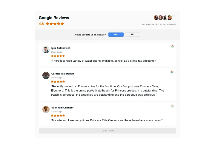 Google Reviews widget for Google Sites