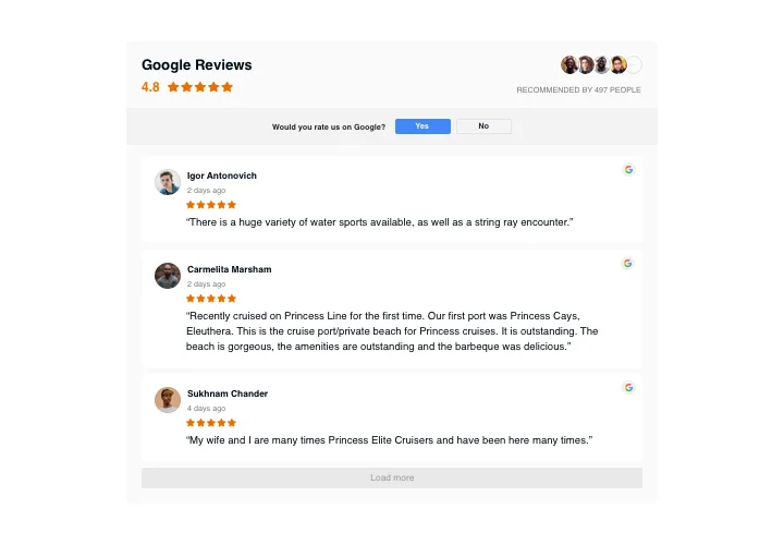 HTML Google Reviews widget