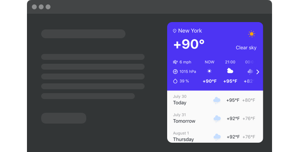 Add the best Weather Forecast widget to your website (free and fast)