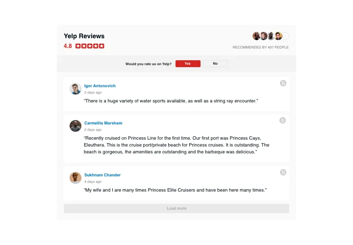 Webflow Yelp Reviews widget