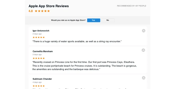 Apple App Store Reviews on your site
