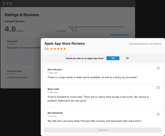 Let your Apple App Store reviews do the job on your web page