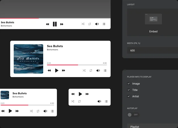 An accessible music player right on your homepage