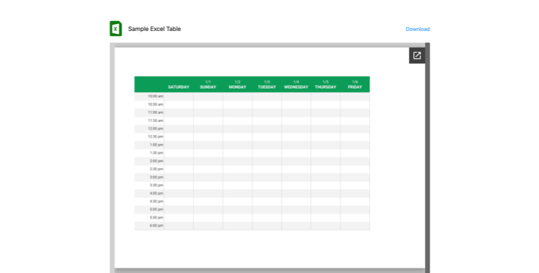 Embed Excel spreadsheet on website