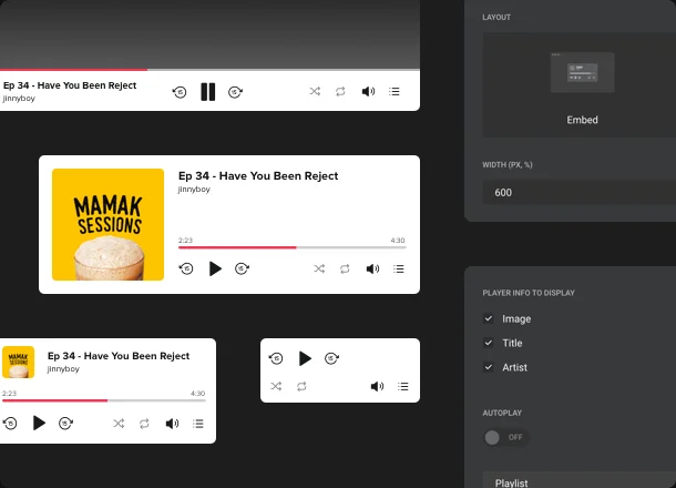A manageable podcast player right for your website