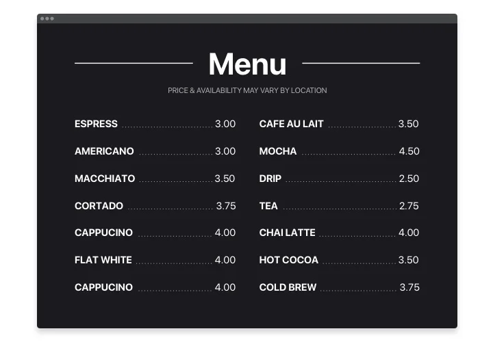 Restaurant Menu For Blogger Websites Easy And Free