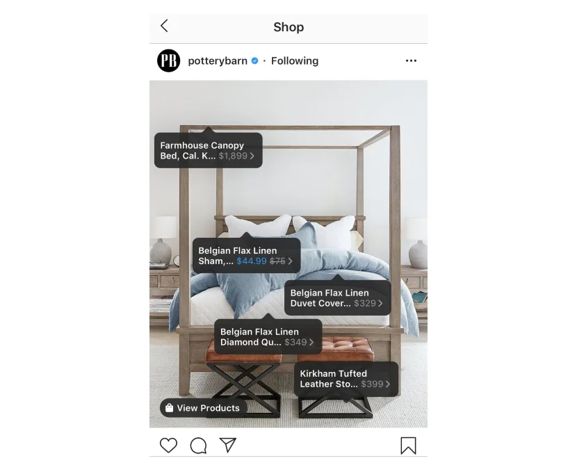 An Instagram post with shopping tags