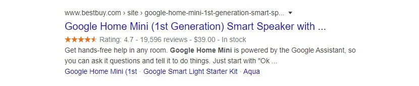 product google snippet example