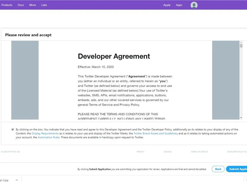 twitter developer terms