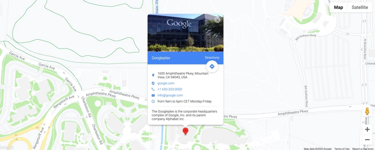 Google map example for choosing the closest location