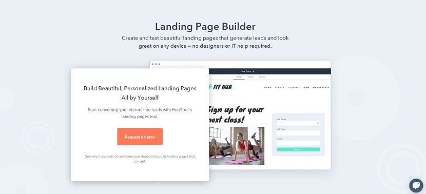 HubSpot landing page builder