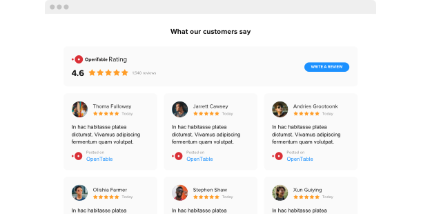  OpenTable Reviews <br>widget for a website