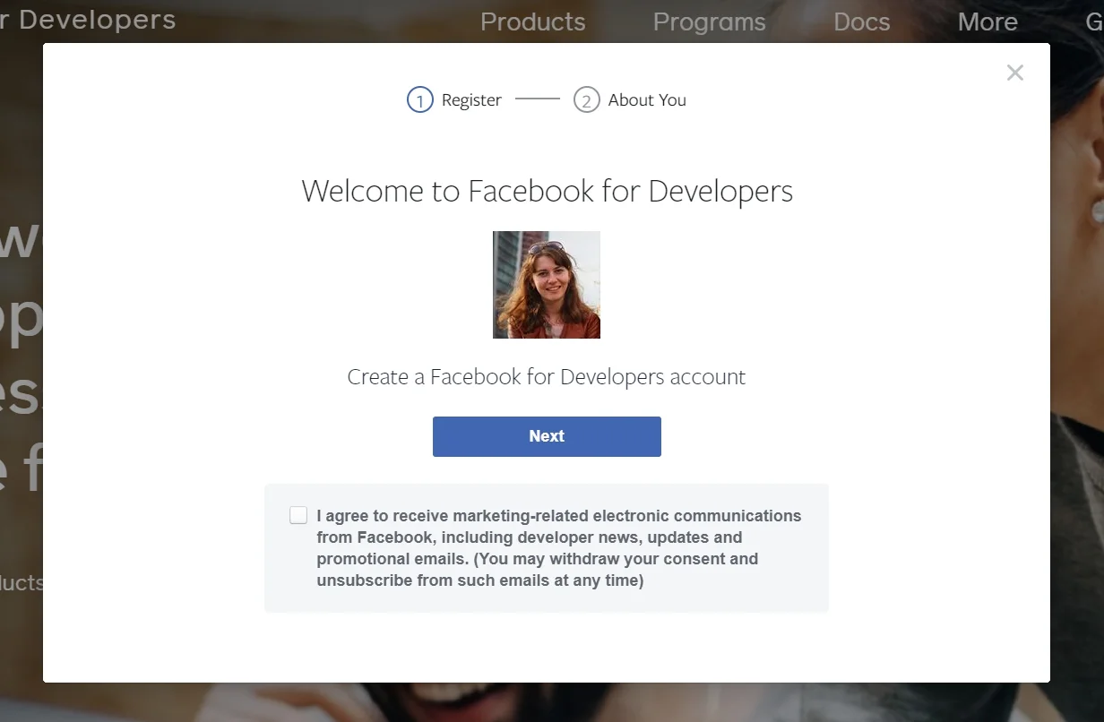 Create a Developer's Facebook account