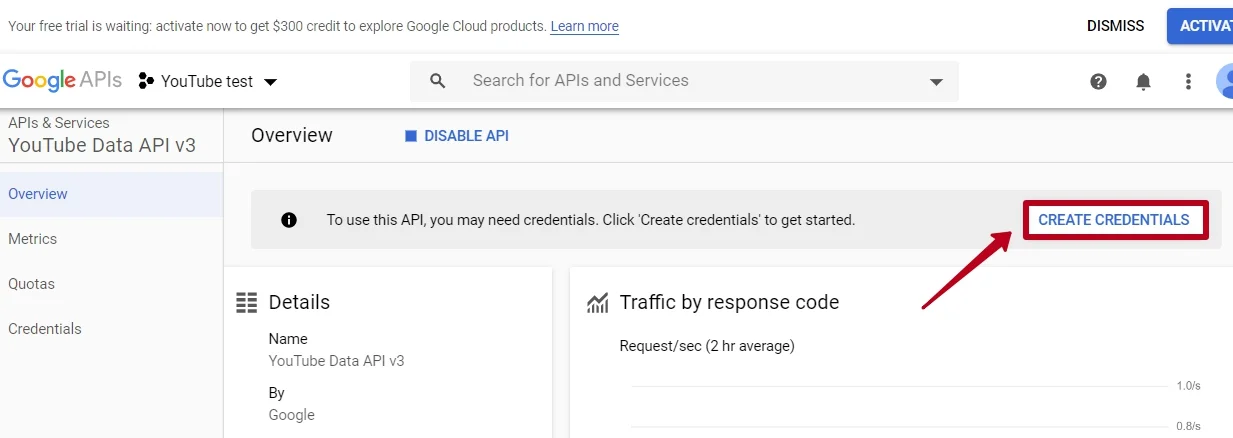 YouTube Data API Enable