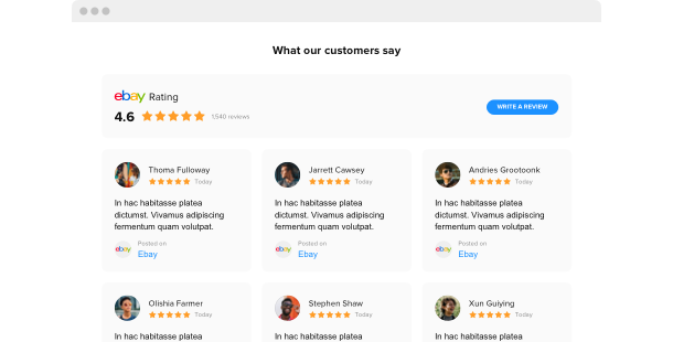 Display customer reviews on your products from eBay right on your site