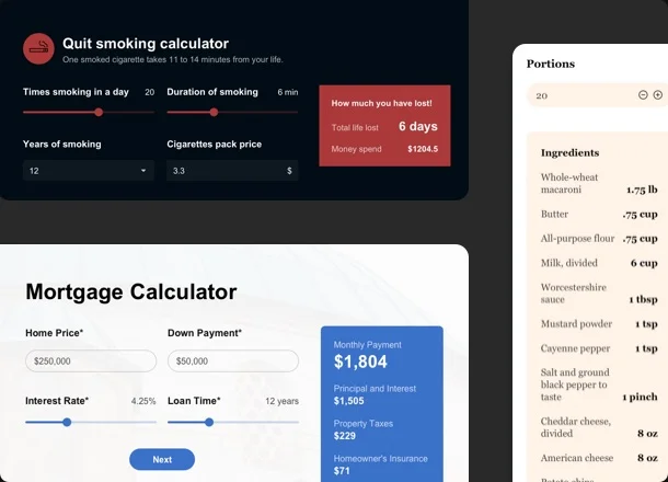 Calculator presets for any business activity