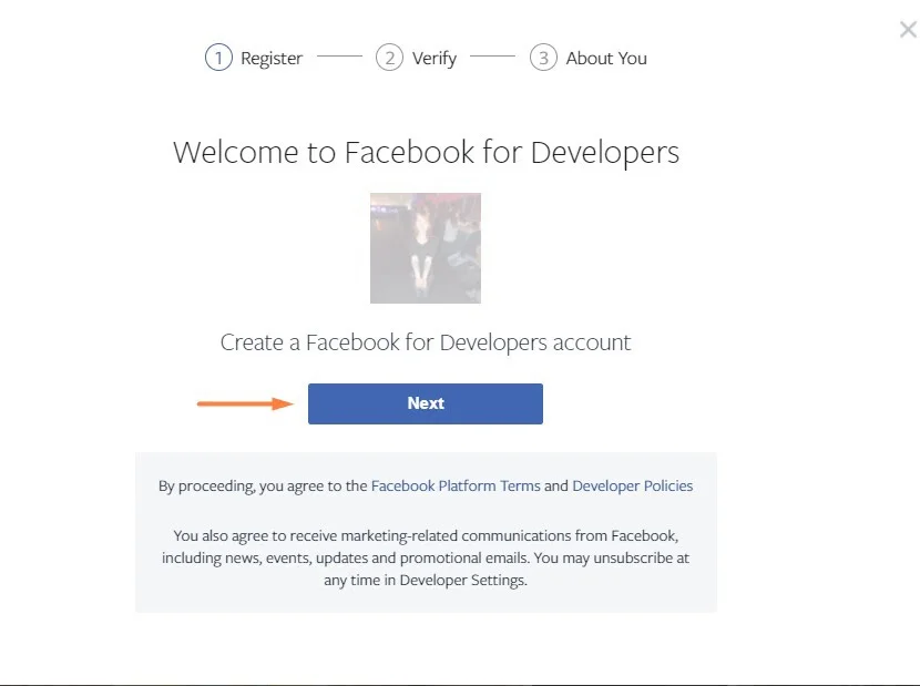 Facebook Dveloper form