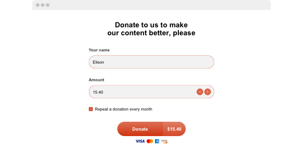 Donation Form <br> widget  for website