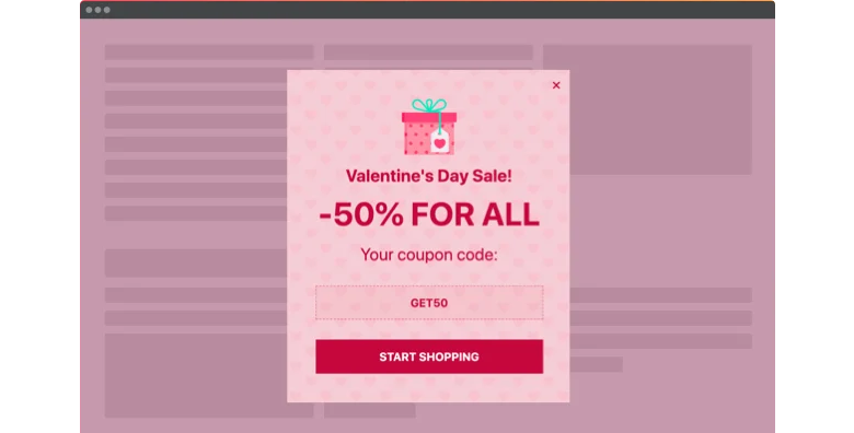 Valentine’s Day Sale Popup widget template