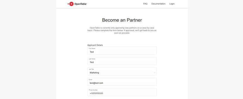 Get OpenTable API