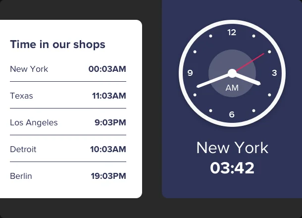 Display a clock depending on your time zone