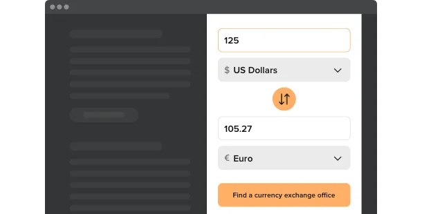 Currency<br>widget for website