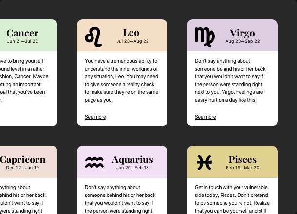 Horoscope widget for website with astrological and zodiac info