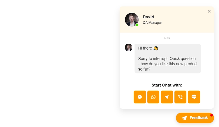 Feedback chat template for website