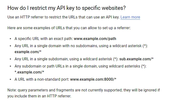 Rules of restricting API key for using Google Maps