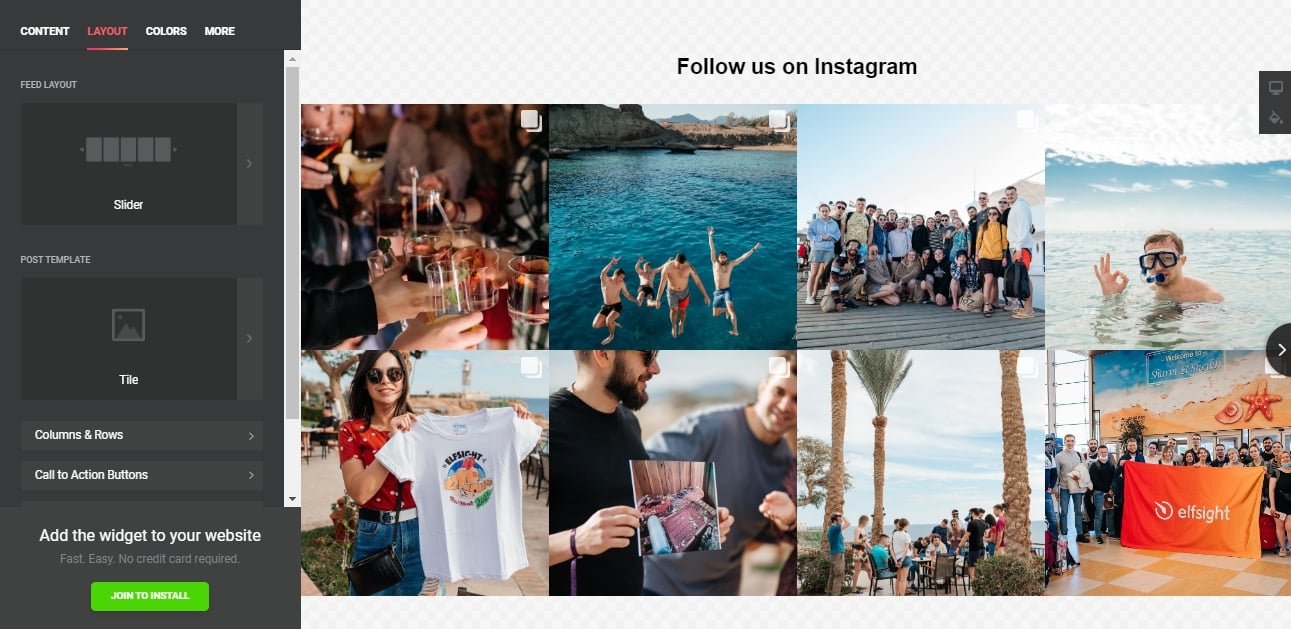 Personalize layout of Elfsight Instagram Feed