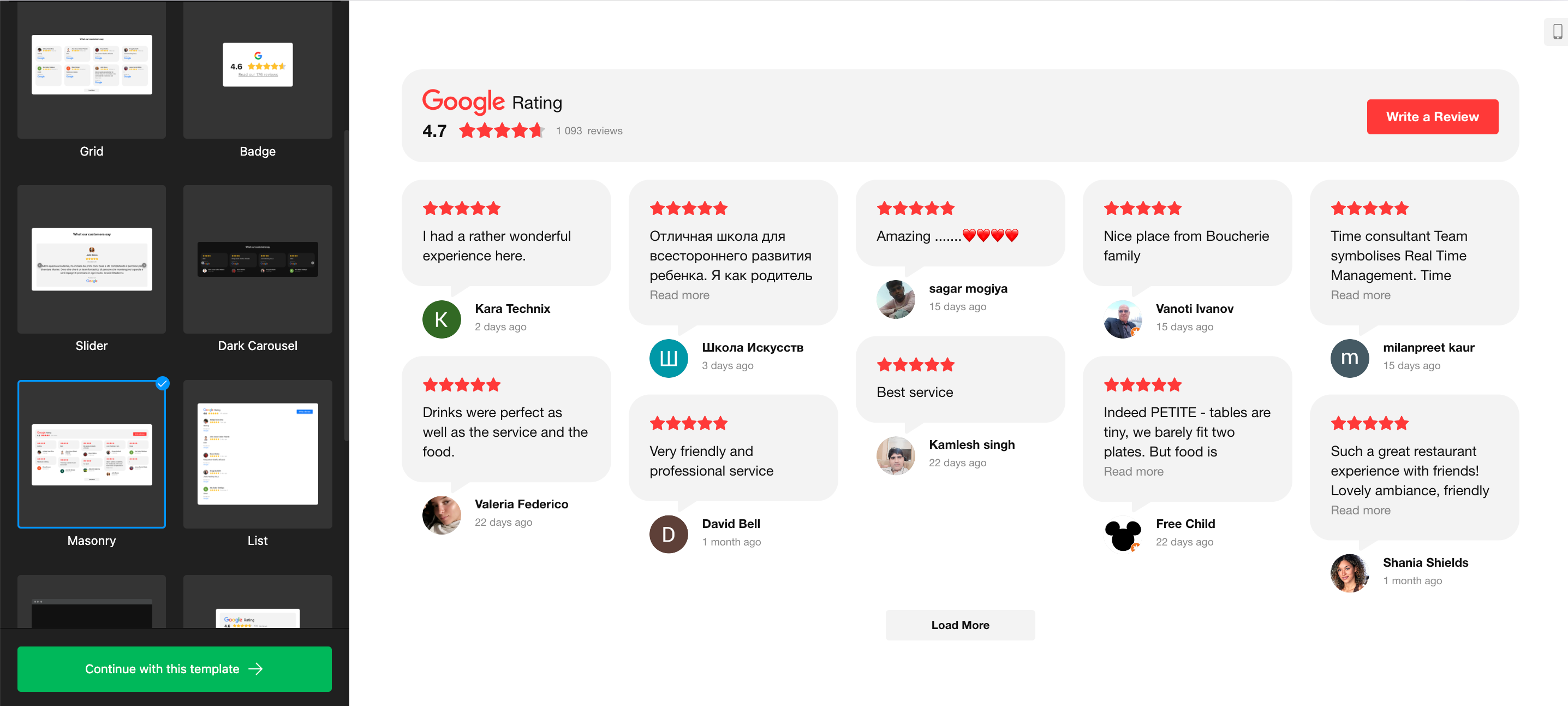 Google Reviews templates