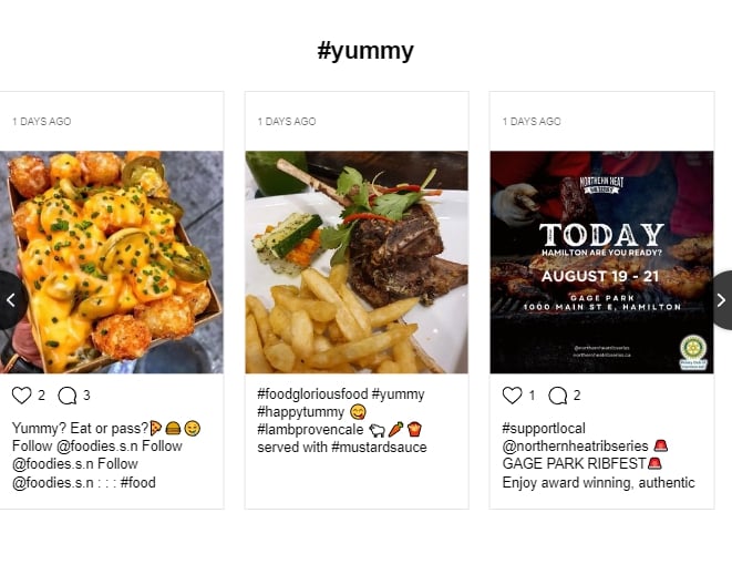 Hashtag template of WordPress Instagram Feed