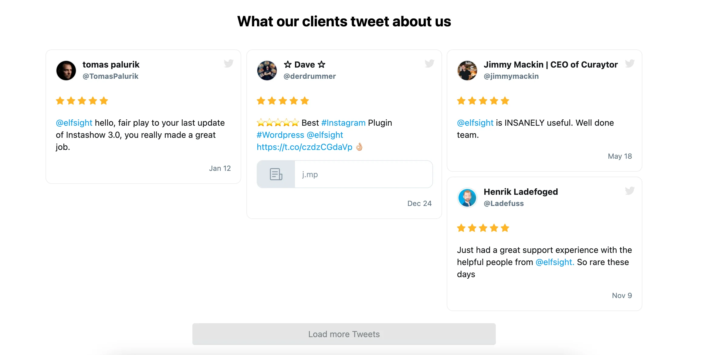 Twitter testimonials