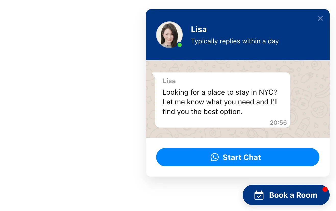 Integrate WhatsApp Booking live chat