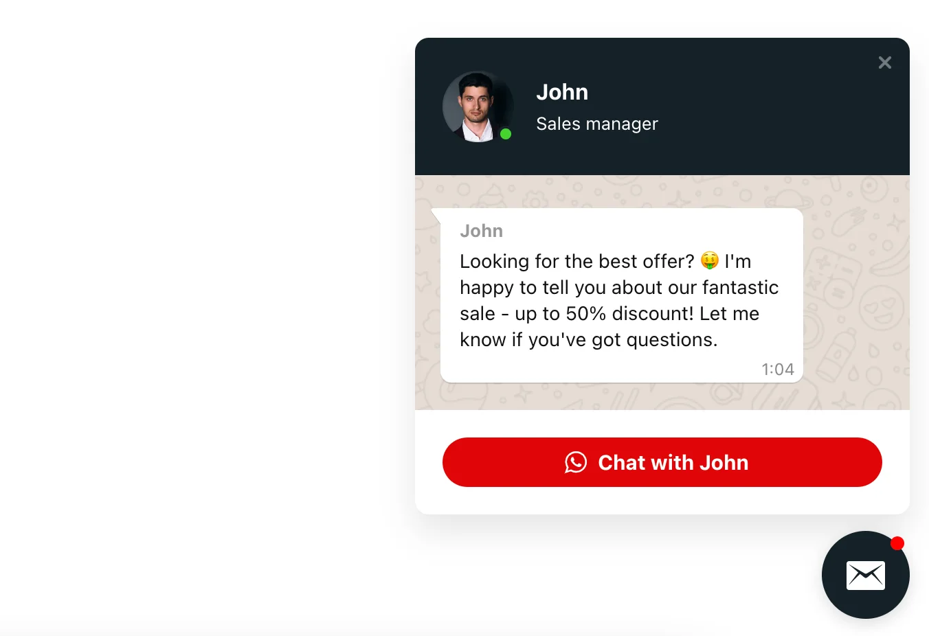 WhatsApp integration sales live chat