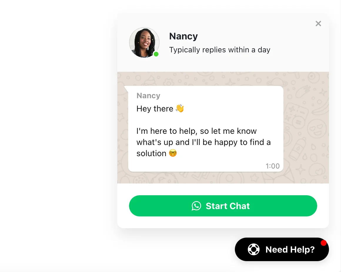 WhatsApp integration business support chat