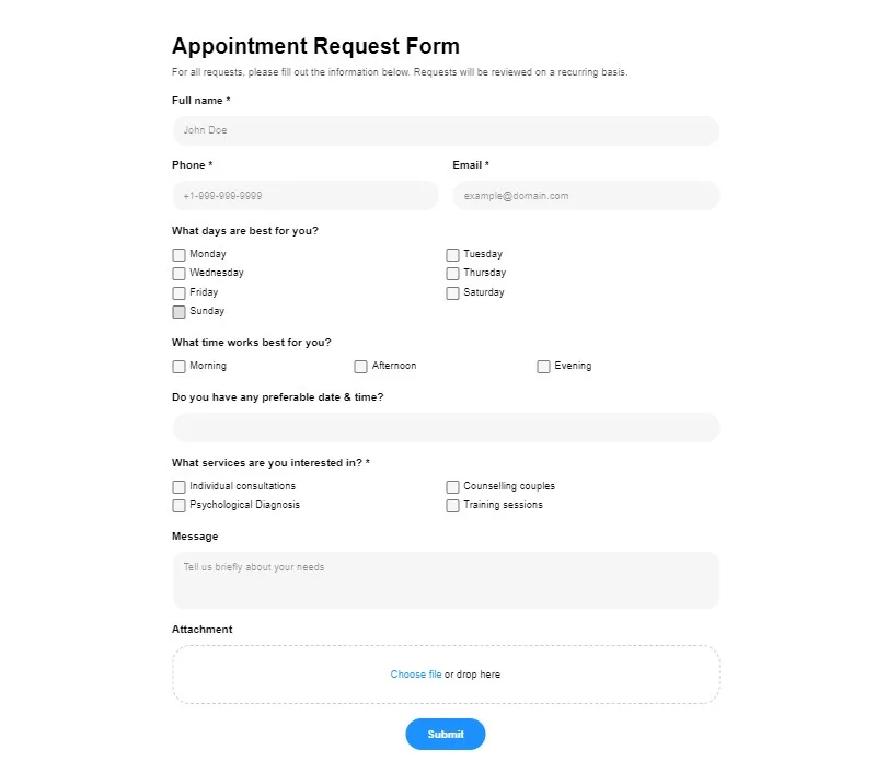 how to add email appointment form to Instagram link in bio