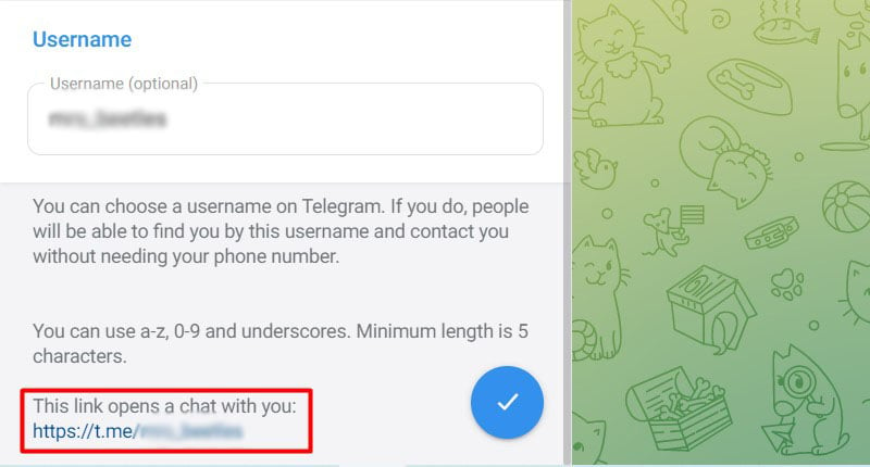 how to get telegram link for Instagram bio step 3