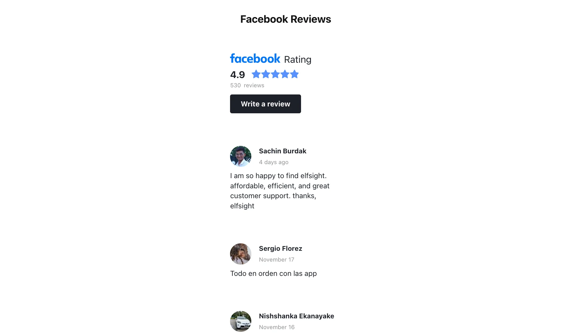 Facebook Reviews Sidebar example