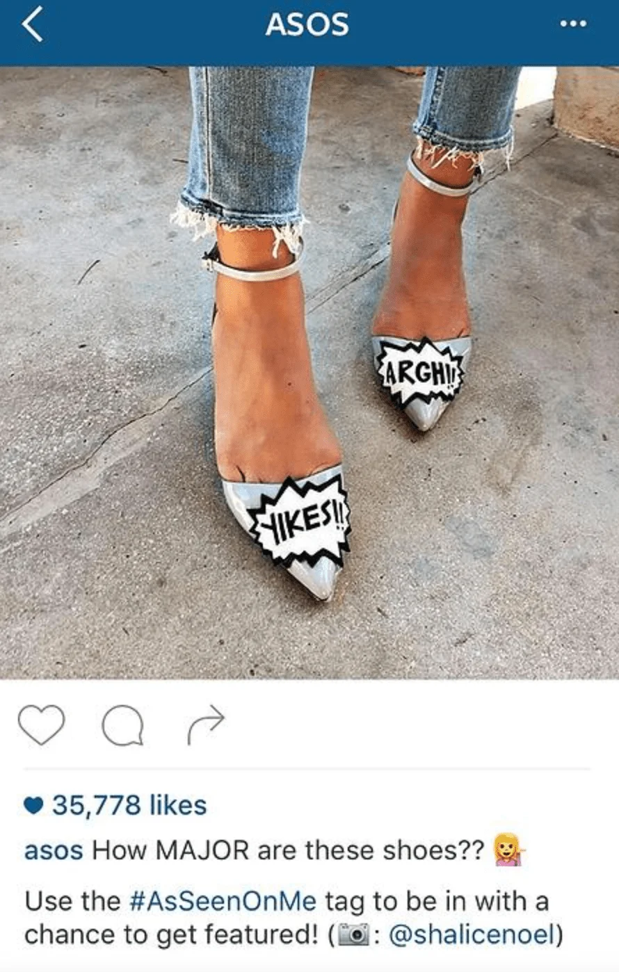 Exemple de contenu ASOS sur Instagram