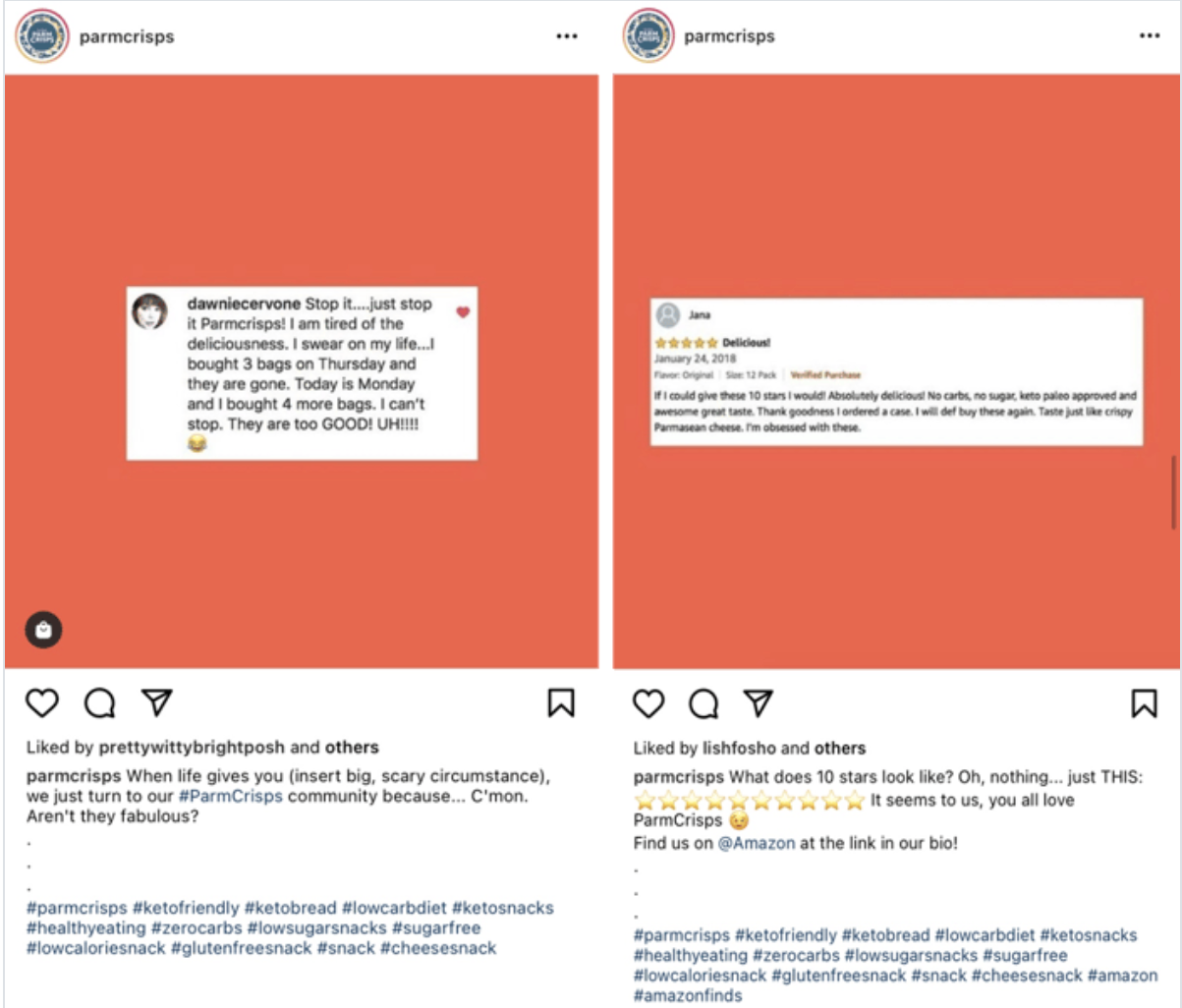 Ejemplo de retroalimentación de usuario en Instagram