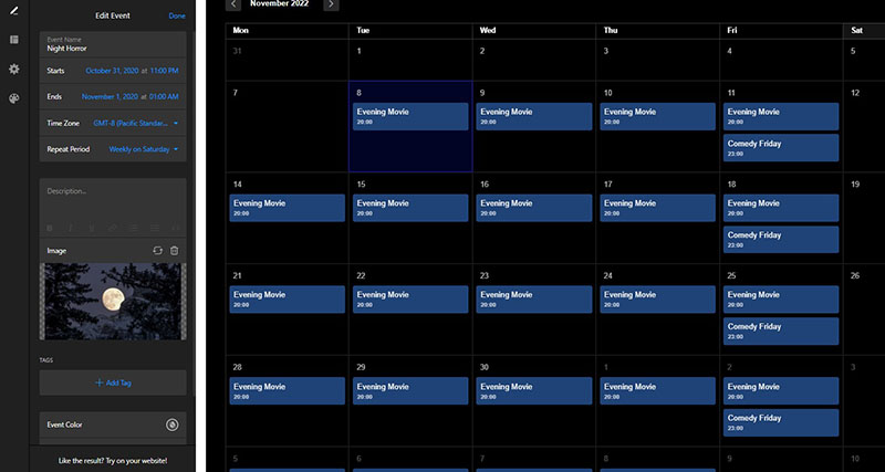 Elfsight Event Calendar settings