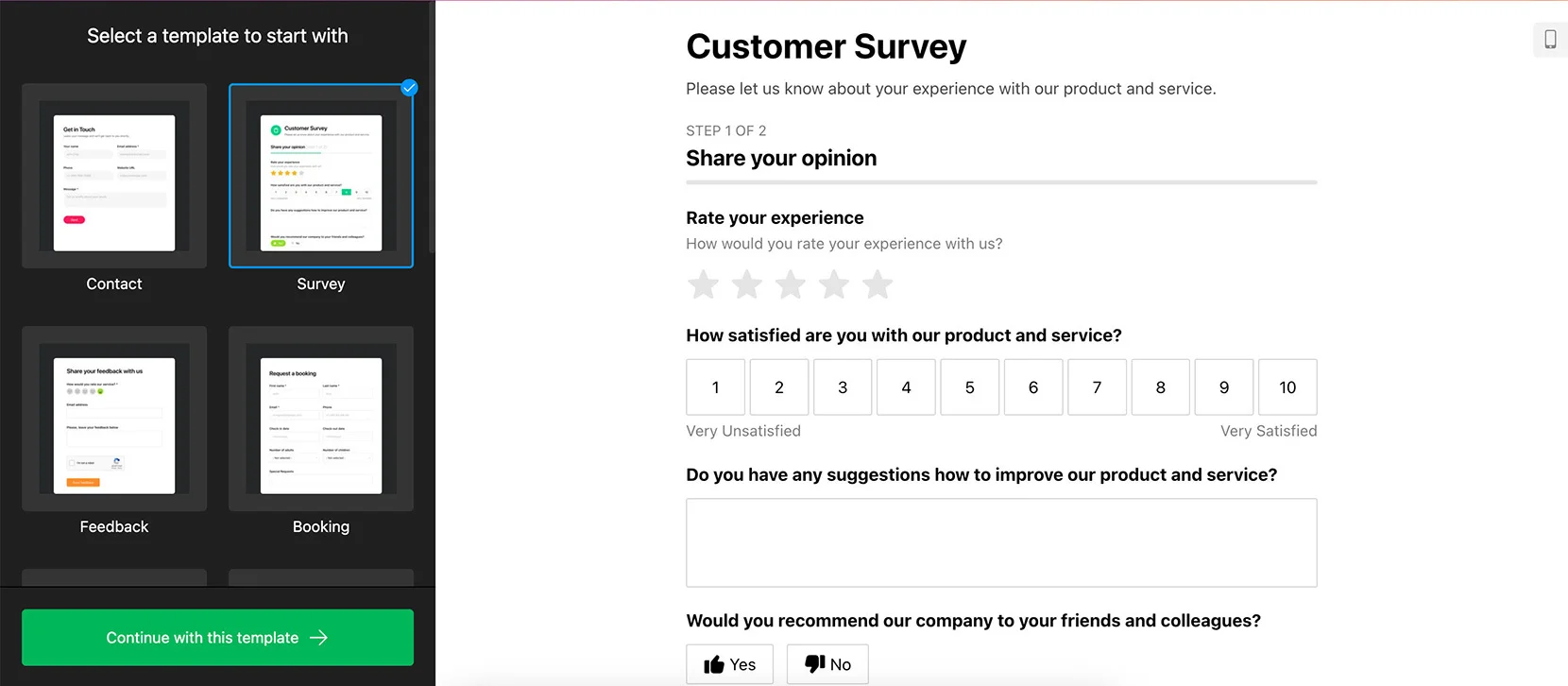 Squarespace Survey form