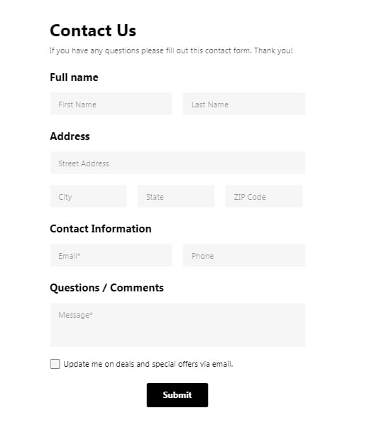 Contact us contact form