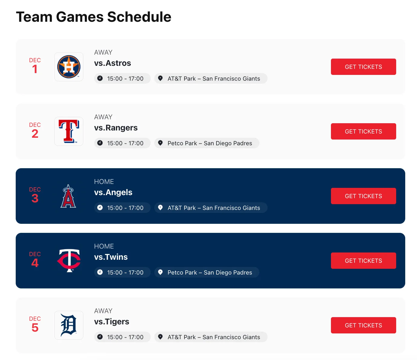 Elfsight WordPress Event Calendar Team Games Schedule