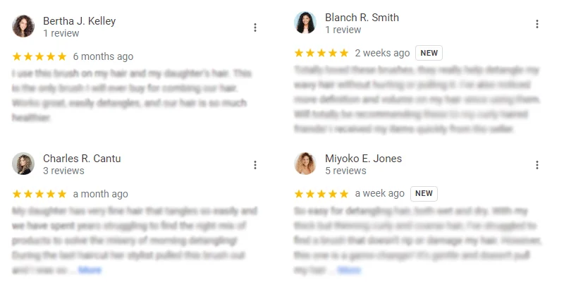 Fake Google reviews with middle names as single letters