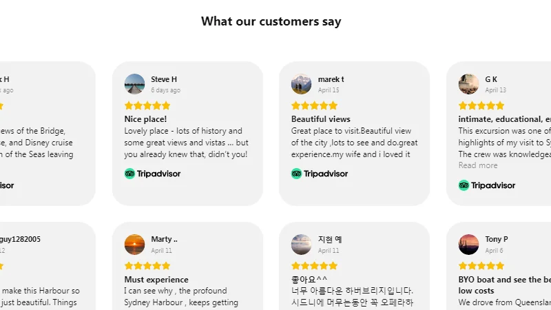 Grid Template of TripAdvisor Reviews Widget