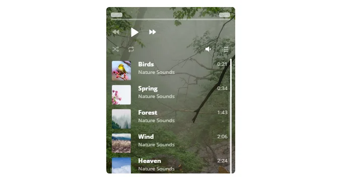 Nature Sounds music player template
