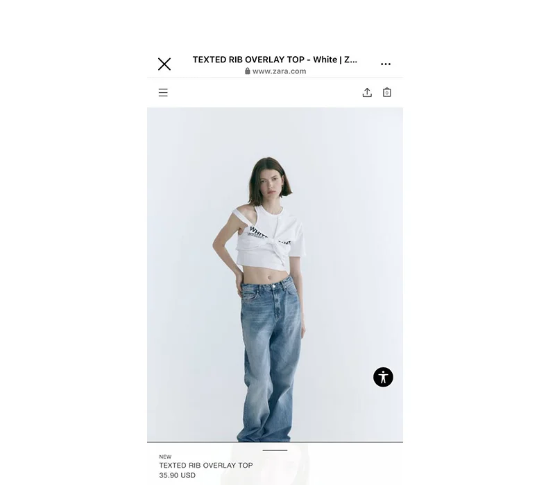 Zara website store page